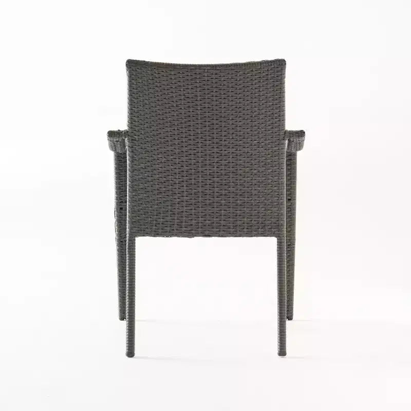 GDFStudio Jeremy Sedie da Pranzo Impilabili in Vimini da Esterno con Cuscino (Set di 4), Grigio/Grigio Chiaro