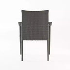 GDFStudio Jeremy Sedie da Pranzo Impilabili in Vimini da Esterno con Cuscino (Set di 4), Grigio/Grigio Chiaro
