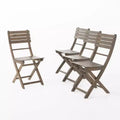 GDFStudio Rabion Outdoor Acacia Wood Folding Dining Chairs (Set of 4), Gray