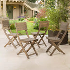 GDFStudio Rabion Chaises de salle à manger pliantes d'extérieur en bois d'acacia (lot de 4), grises