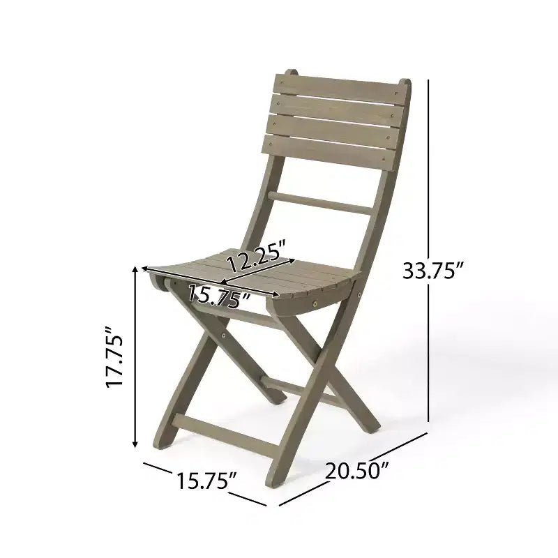 GDFStudio Rabion Chaises de salle à manger pliantes d'extérieur en bois d'acacia (lot de 4), grises