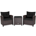 Set da 3 Pezzi di Mobili da Giardino in Rattan con Cuscini Lavabili - Sedia: 26,5 x 26,5 x 30