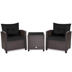 Set da 3 Pezzi di Mobili da Giardino in Rattan con Cuscini Lavabili - Sedia: 26,5 x 26,5 x 30