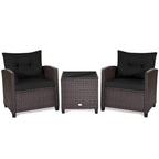3 Pieces Rattan Patio Furniture Set with Washable Cushion - Chair: 26.5 x 26.5 x 30