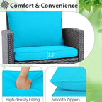 Set da 3 Pezzi di Mobili da Giardino in Rattan con Cuscini Lavabili - Sedia: 26,5 x 26,5 x 30