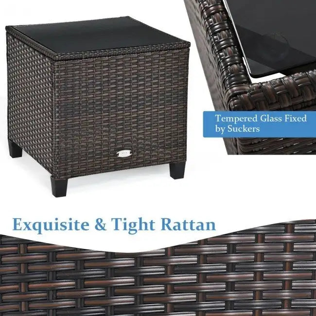 Set da 3 Pezzi di Mobili da Giardino in Rattan con Cuscini Lavabili - Sedia: 26,5 x 26,5 x 30