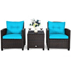 Set da 3 Pezzi di Mobili da Giardino in Rattan con Cuscini Lavabili - Sedia: 26,5 x 26,5 x 30