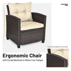 Set da 3 Pezzi di Mobili da Giardino in Rattan con Cuscini Lavabili - Sedia: 26,5 x 26,5 x 30