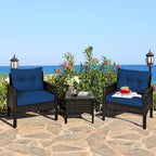 Gymax Set Mobili da Giardino 3pz in Rattan per Esterni con