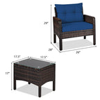 Gymax Set Mobili da Giardino 3pz in Rattan per Esterni con