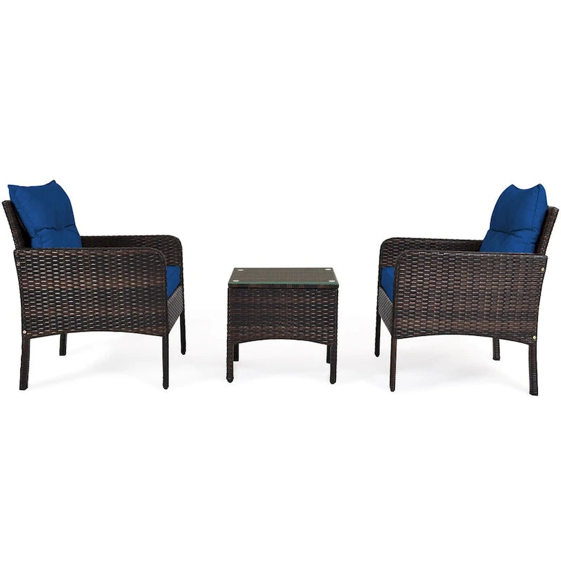 Gymax Set Mobili da Giardino 3pz in Rattan per Esterni con