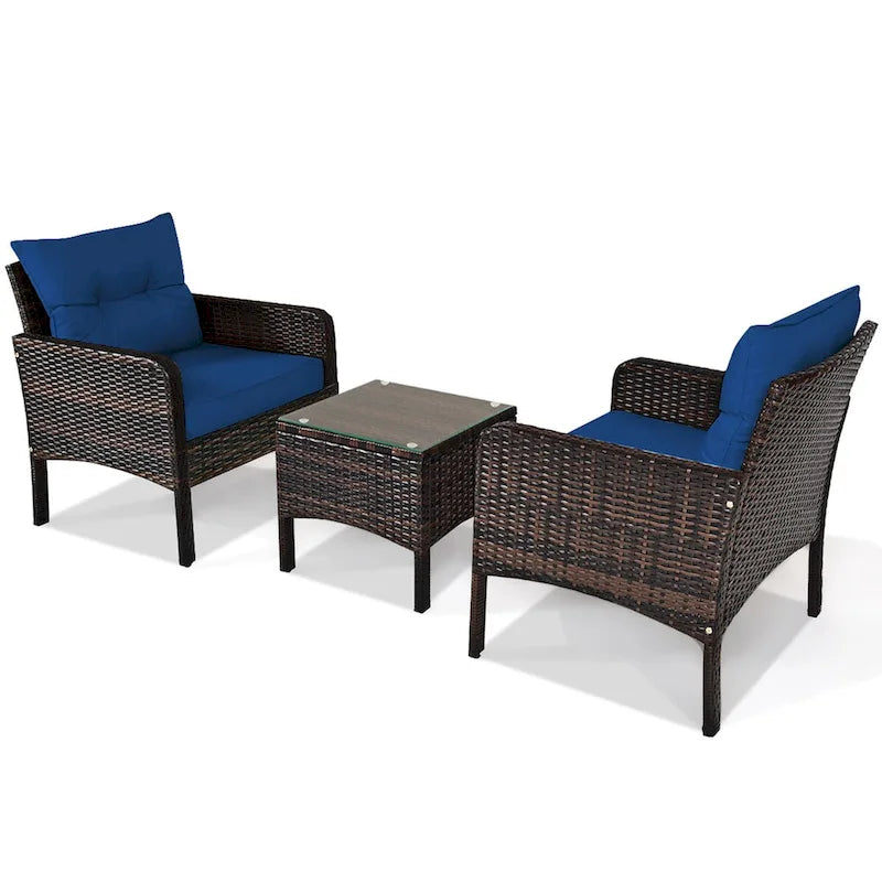 Gymax Set Mobili da Giardino 3pz in Rattan per Esterni con