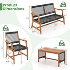 Ensemble de conversation 4 pièces Costway en bois d'acacia pour patio - Voir détails