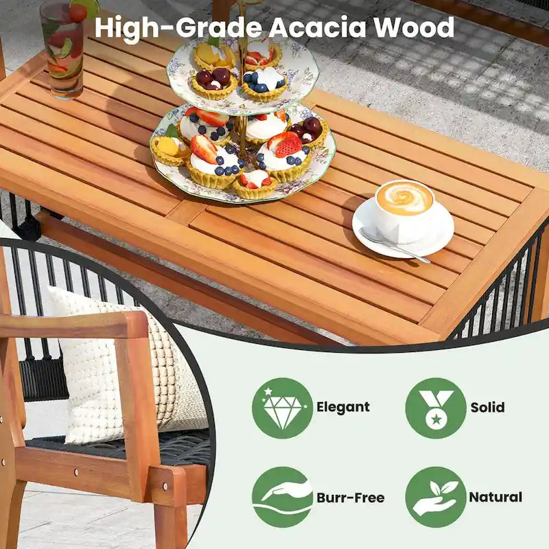 Ensemble de conversation 4 pièces Costway en bois d'acacia pour patio - Voir détails