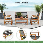 Ensemble de conversation 4 pièces Costway en bois d'acacia pour patio - Voir détails