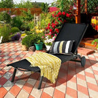 Costway Outdoor Lounge Chair Chaise Reclining Aluminum Fabric - See Details