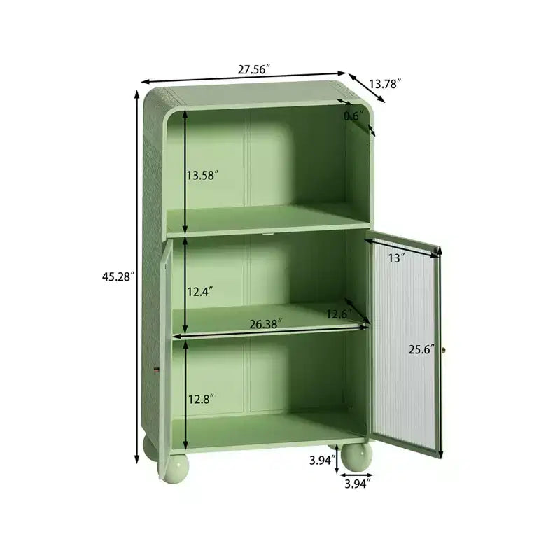 Mobiletto da Bagno a Terra, Armadietto da Cucina in Legno con Ante in Vetro, Mobiletto Espositivo Autoportante per Bagno Soggiorno Ingresso