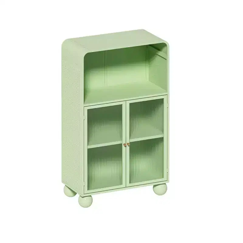 Mobiletto da Bagno a Terra, Armadietto da Cucina in Legno con Ante in Vetro, Mobiletto Espositivo Autoportante per Bagno Soggiorno Ingresso