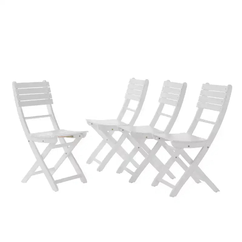 GDFStudio Rabion Outdoor Acacia Wood Folding Dining Chairs (Set of 4), White