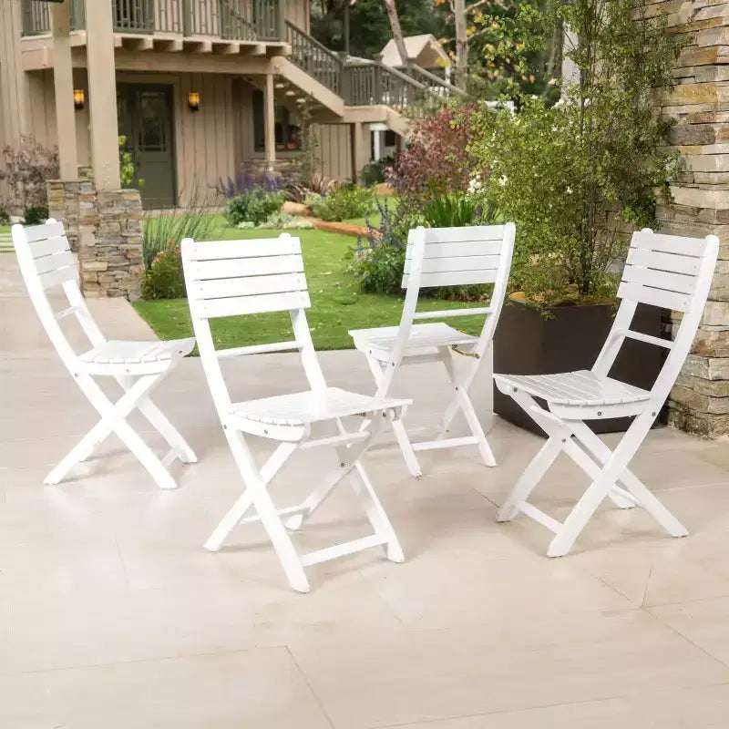 GDFStudio Rabion Sedie pieghevoli da esterno in legno di acacia (set da 4), bianco