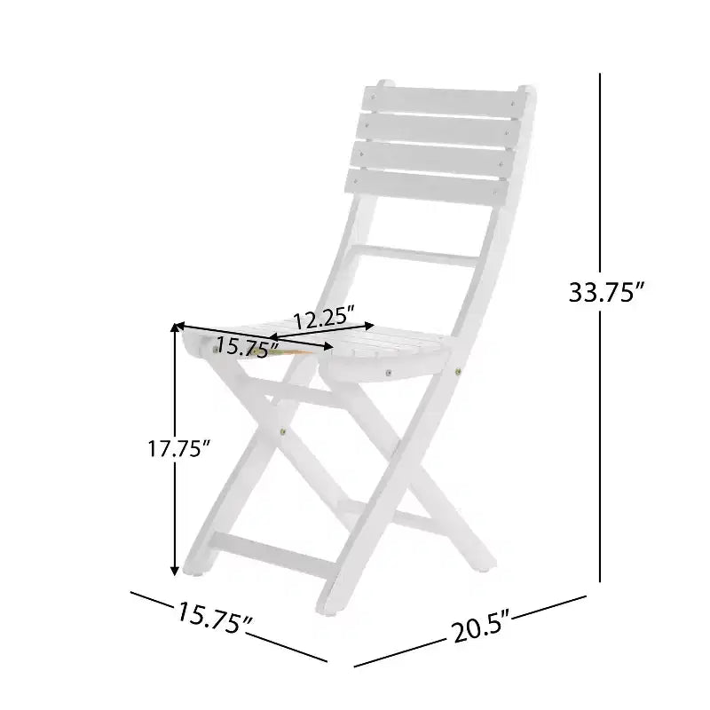 GDFStudio Rabion Sedie pieghevoli da esterno in legno di acacia (set da 4), bianco
