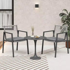 Christopher Knight Home Mikell Outdoor Aluminum Rope Dining Chair (Set of 2) with Water Resistance Cushion, Gray and Black