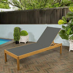 Leo 77,56x26,38 Chaise longue d'extérieur moderne et minimaliste réglable en bois d'acacia, naturel par JONATHAN Y