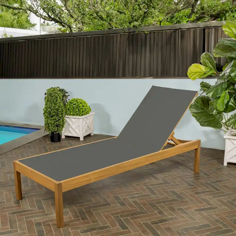 Leo 77,56x26,38 Chaise longue d'extérieur moderne et minimaliste réglable en bois d'acacia, naturel par JONATHAN Y