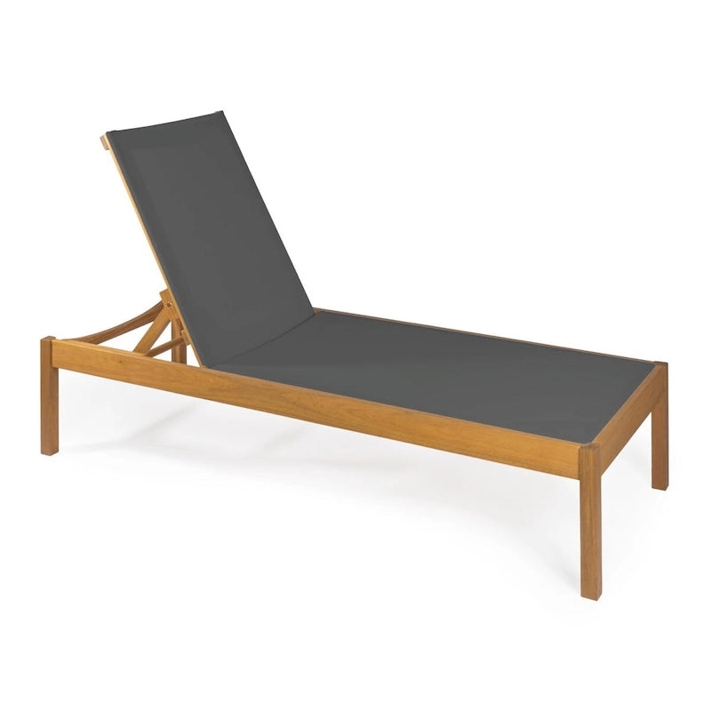 Leo 77,56x26,38 Chaise longue d'extérieur moderne et minimaliste réglable en bois d'acacia, naturel par JONATHAN Y