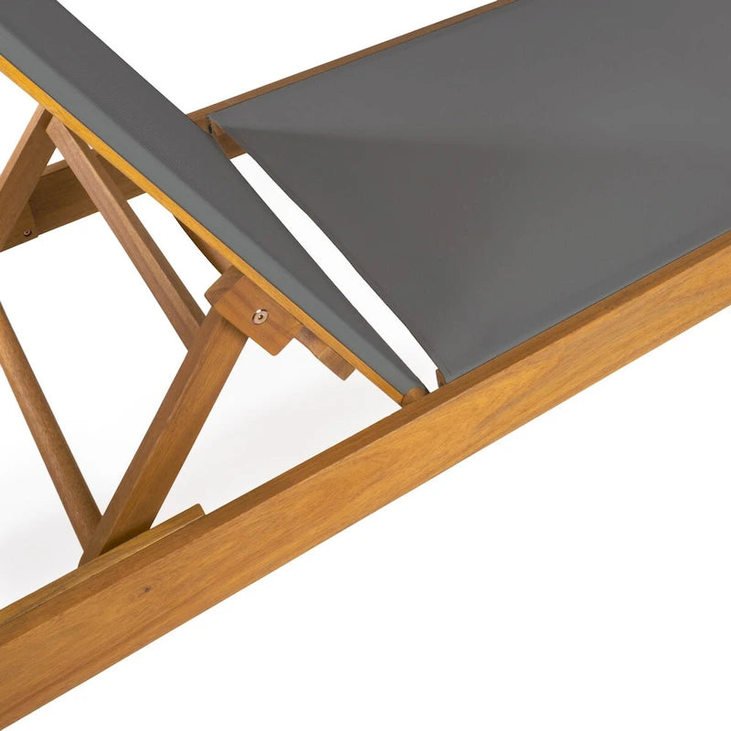 Leo 77,56x26,38 Chaise longue d'extérieur moderne et minimaliste réglable en bois d'acacia, naturel par JONATHAN Y