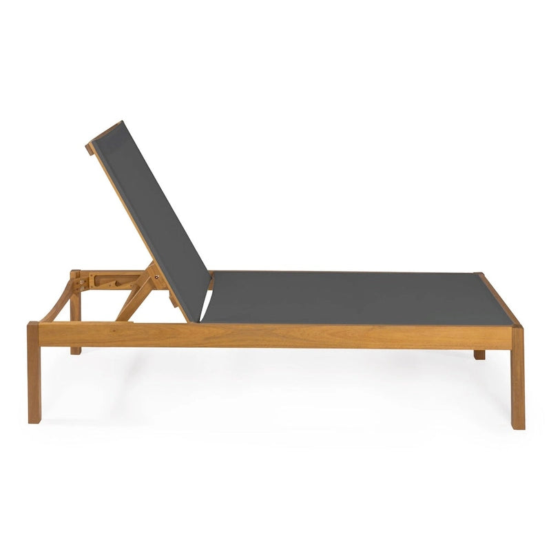 Leo 77,56x26,38 Chaise longue d'extérieur moderne et minimaliste réglable en bois d'acacia, naturel par JONATHAN Y