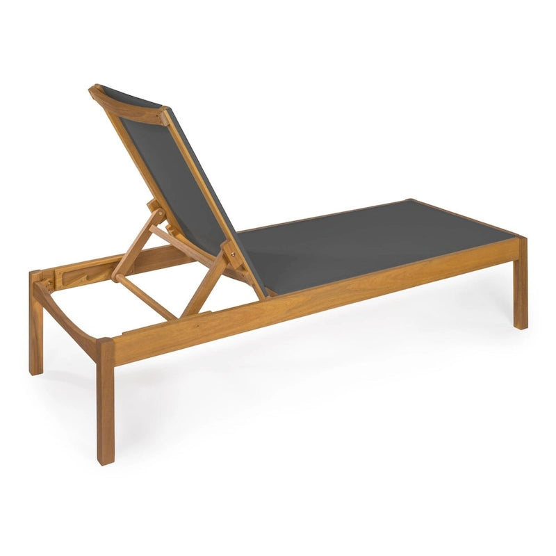 Leo 77,56x26,38 Chaise longue d'extérieur moderne et minimaliste réglable en bois d'acacia, naturel par JONATHAN Y
