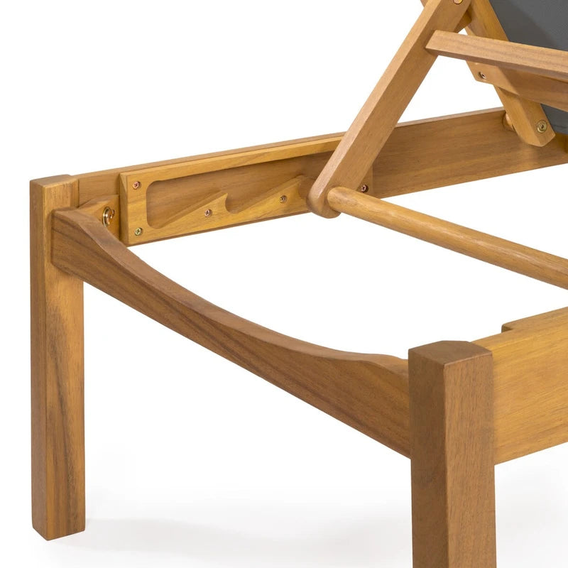 Leo 77,56x26,38 Chaise longue d'extérieur moderne et minimaliste réglable en bois d'acacia, naturel par JONATHAN Y
