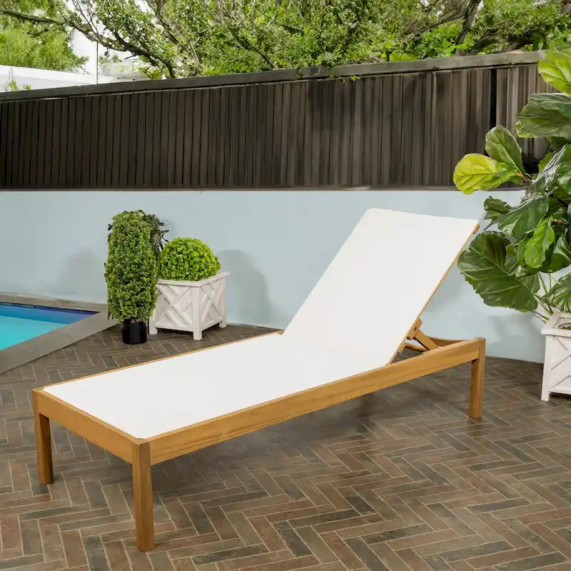 Leo 77,56x26,38 Chaise longue d'extérieur moderne et minimaliste réglable en bois d'acacia, naturel par JONATHAN Y