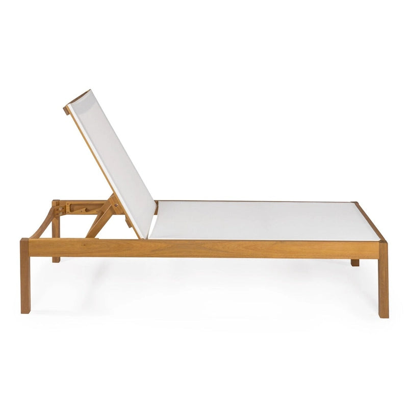 Leo 77,56x26,38 Chaise longue d'extérieur moderne et minimaliste réglable en bois d'acacia, naturel par JONATHAN Y
