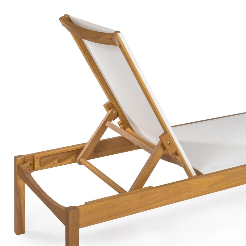 Leo 77,56x26,38 Chaise longue d'extérieur moderne et minimaliste réglable en bois d'acacia, naturel par JONATHAN Y