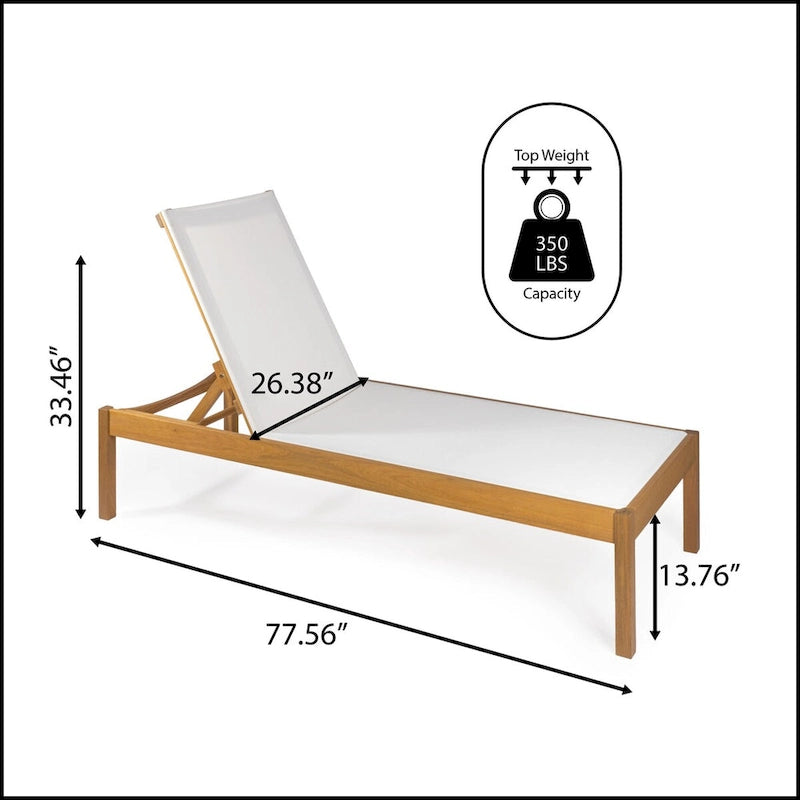Leo 77,56x26,38 Chaise longue d'extérieur moderne et minimaliste réglable en bois d'acacia, naturel par JONATHAN Y