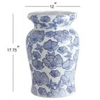 Sgabello da Giardino in Ceramica Papaveri 17,7, Bianco/Blu di JONATHAN Y