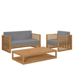 Ensemble de patio extérieur en teck 3 pièces Carlsbad