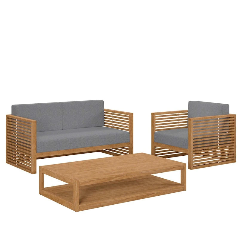 Ensemble de patio extérieur en teck 3 pièces Carlsbad