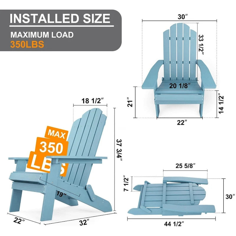 Sedia pieghevole Adirondack resistente alle intemperie per esterni, giardino, patio di WINSOON