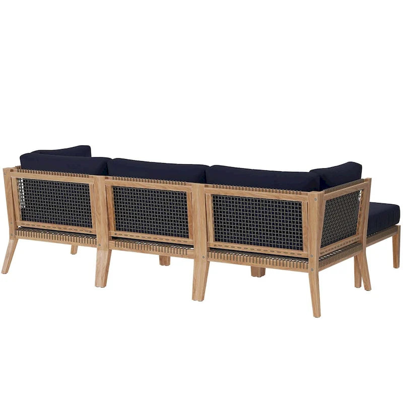 Divano componibile a 4 pezzi in legno di teak per esterni Clearwater