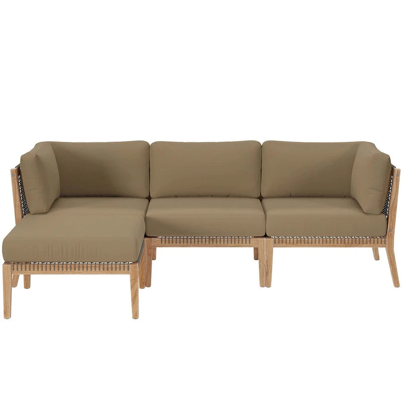 Divano componibile a 4 pezzi in legno di teak per esterni Clearwater