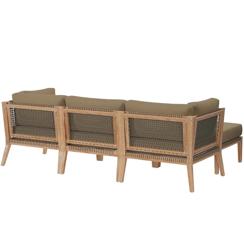 Divano componibile a 4 pezzi in legno di teak per esterni Clearwater