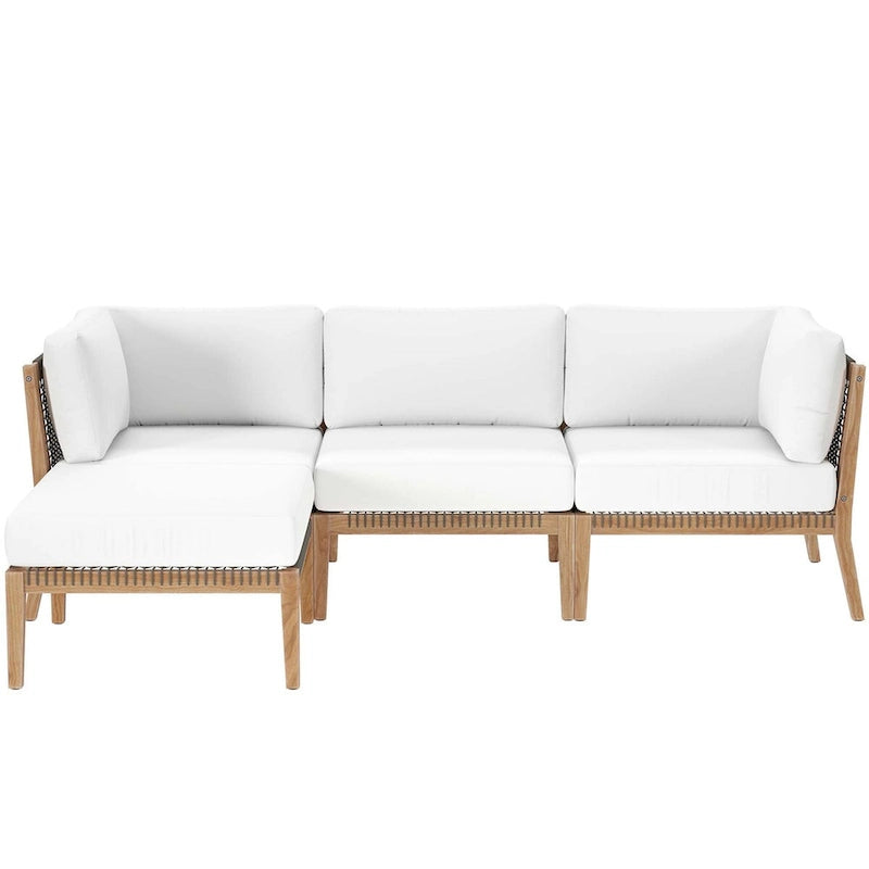 Divano componibile a 4 pezzi in legno di teak per esterni Clearwater