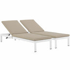 Ensemble de 2 chaises longues de patio extérieures en aluminium Shore avec coussins