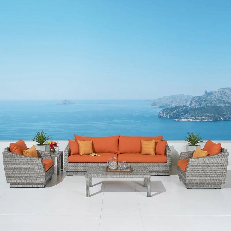 Set divano e poltrone da esterno Cannes a 6 pezzi in Sunbrella