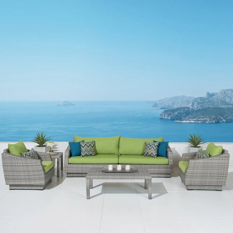 Set divano e poltrone da esterno Cannes a 6 pezzi in Sunbrella