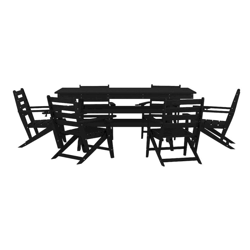 Tavolo commerciale Adirondack per tutte le stagioni e 6 sedie con portabicchieri