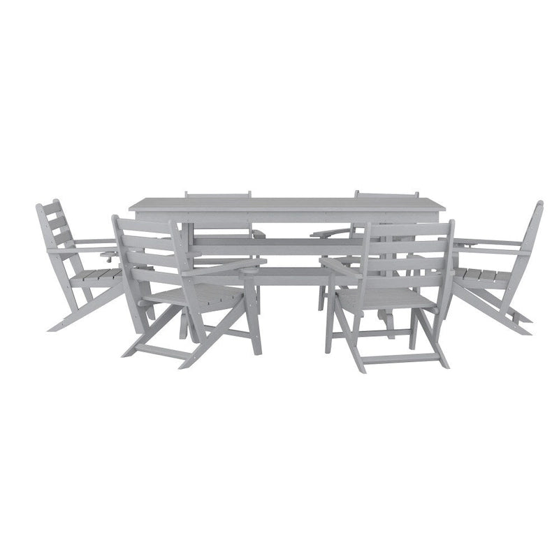 Tavolo commerciale Adirondack per tutte le stagioni e 6 sedie con portabicchieri